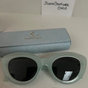 New Modern Cat Eye Sunglasses Teal Frame W case, Blue Sunglasses Spring Break